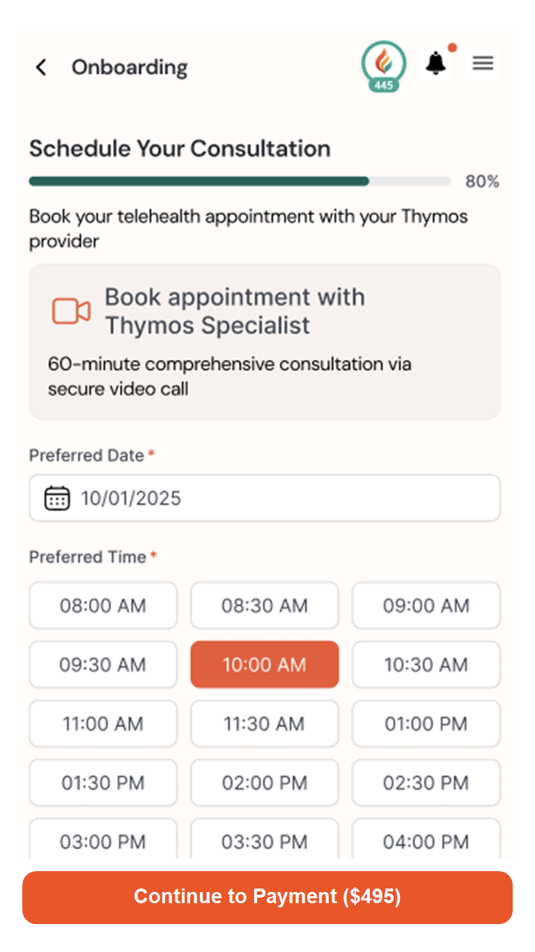 Thymos Healthcare Mobile Screen